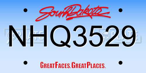 NHQ3529 South Dakota License Plate