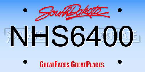 NHS6400 South Dakota License Plate
