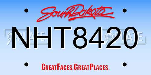 NHT8420 South Dakota License Plate