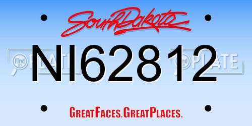 NI62812 South Dakota License Plate