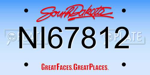 NI67812 South Dakota License Plate