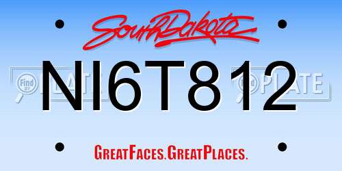 NI6T812 South Dakota License Plate