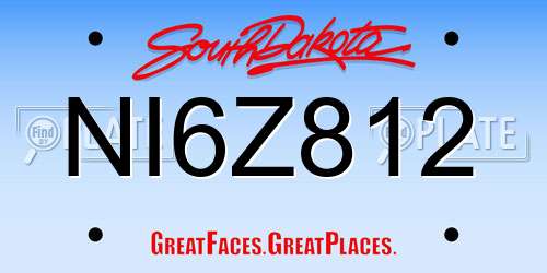 NI6Z812 South Dakota License Plate