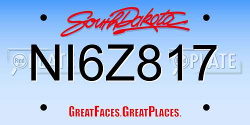 NI6Z817 South Dakota License Plate