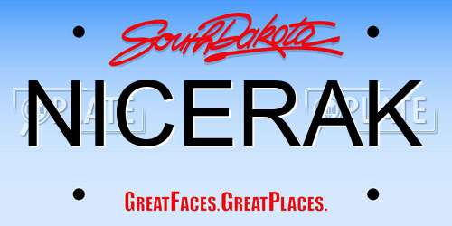 NICERAK South Dakota License Plate
