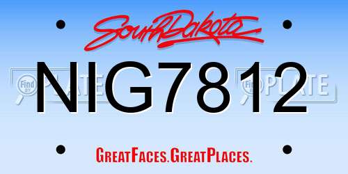 NIG7812 South Dakota License Plate