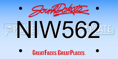 NIW562 South Dakota License Plate