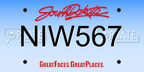 NIW567 South Dakota License Plate