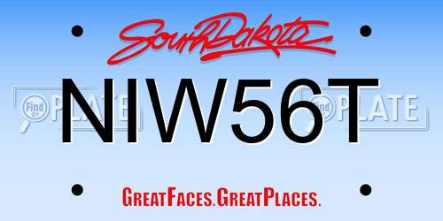 NIW56T South Dakota License Plate