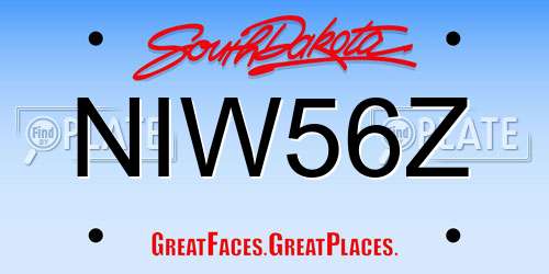 NIW56Z South Dakota License Plate