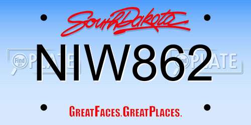 NIW862 South Dakota License Plate
