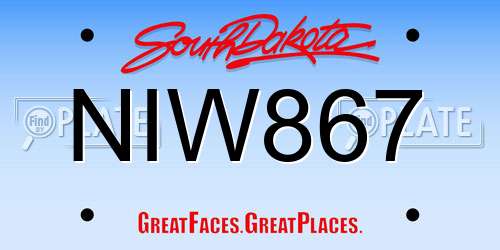 NIW867 South Dakota License Plate