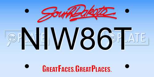 NIW86T South Dakota License Plate