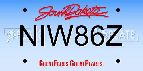 NIW86Z South Dakota License Plate