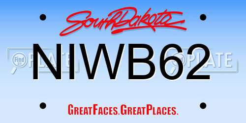 NIWB62 South Dakota License Plate