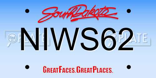 NIWS62 South Dakota License Plate