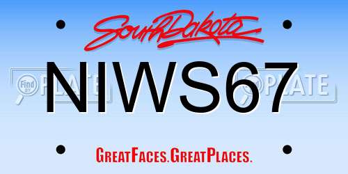 NIWS67 South Dakota License Plate