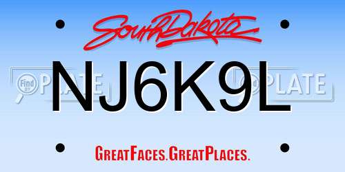 NJ6K9L South Dakota License Plate