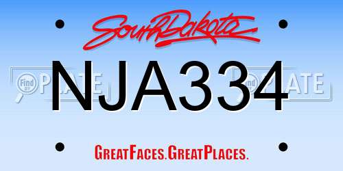 NJA334 South Dakota License Plate