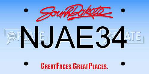 NJAE34 South Dakota License Plate