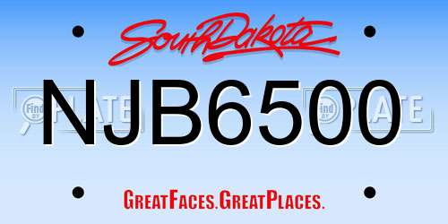 NJB6500 South Dakota License Plate