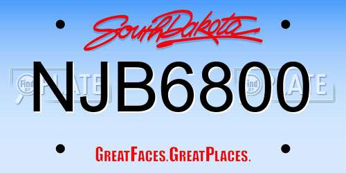 NJB6800 South Dakota License Plate