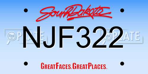 NJF322 South Dakota License Plate