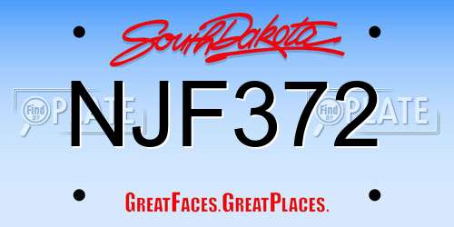 NJF372 South Dakota License Plate