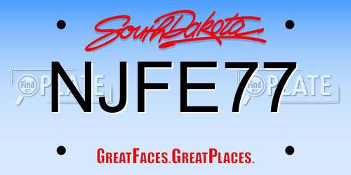 NJFE77 South Dakota License Plate