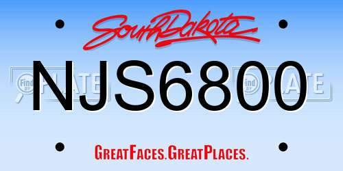 NJS6800 South Dakota License Plate