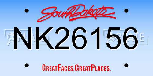 NK26156 South Dakota License Plate