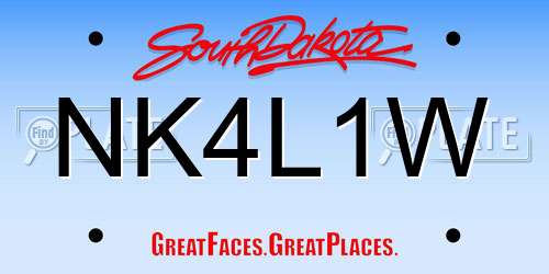 NK4L1W South Dakota License Plate