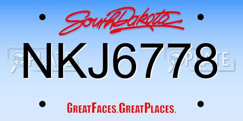 NKJ6778 South Dakota License Plate