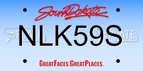 NLK59S South Dakota License Plate