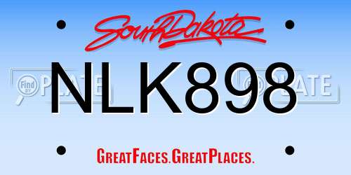 NLK898 South Dakota License Plate