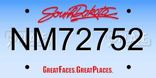 NM72752 South Dakota License Plate