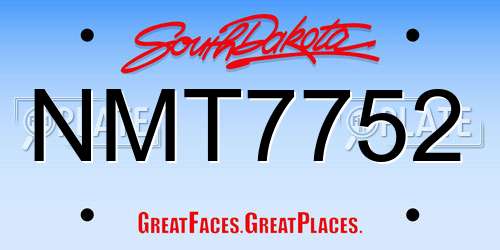 NMT7752 South Dakota License Plate