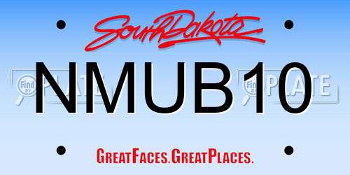 NMUB10 South Dakota License Plate