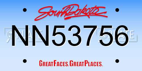 NN53756 South Dakota License Plate