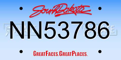 NN53786 South Dakota License Plate