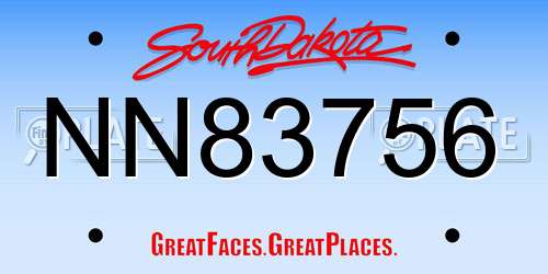 NN83756 South Dakota License Plate