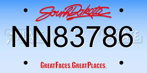 NN83786 South Dakota License Plate
