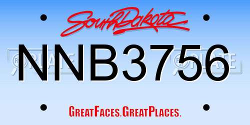 NNB3756 South Dakota License Plate