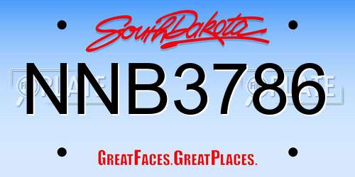 NNB3786 South Dakota License Plate