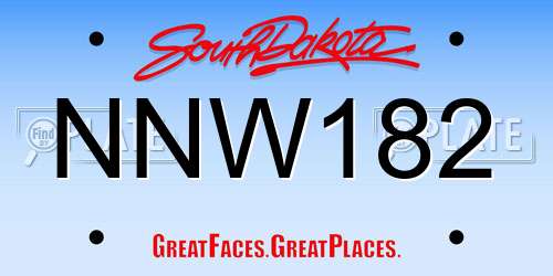 NNW182 South Dakota License Plate