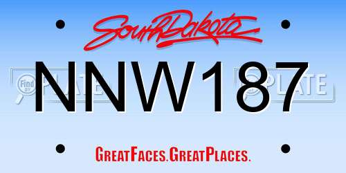 NNW187 South Dakota License Plate