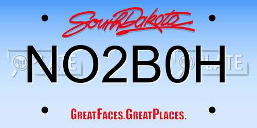 NO2B0H South Dakota License Plate