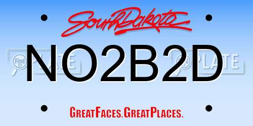 NO2B2D South Dakota License Plate