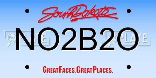 NO2B2O South Dakota License Plate