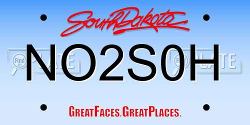 NO2S0H South Dakota License Plate